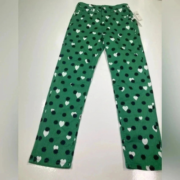 Anthropologie Jeans Green The Cigarette Heart Denim Pants NWT Maeve Size 26 - Picture 5 of 13